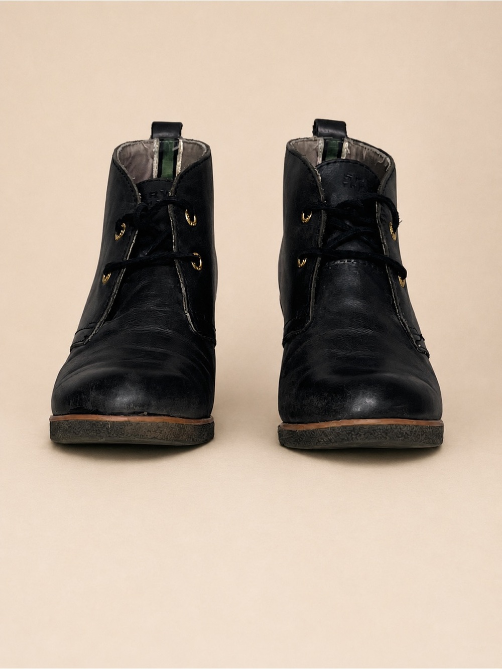 ⚓🖤 Sperry Harlow Black Leather Wedge Chukka Booties • 7.5 - Picture 3 of 5
